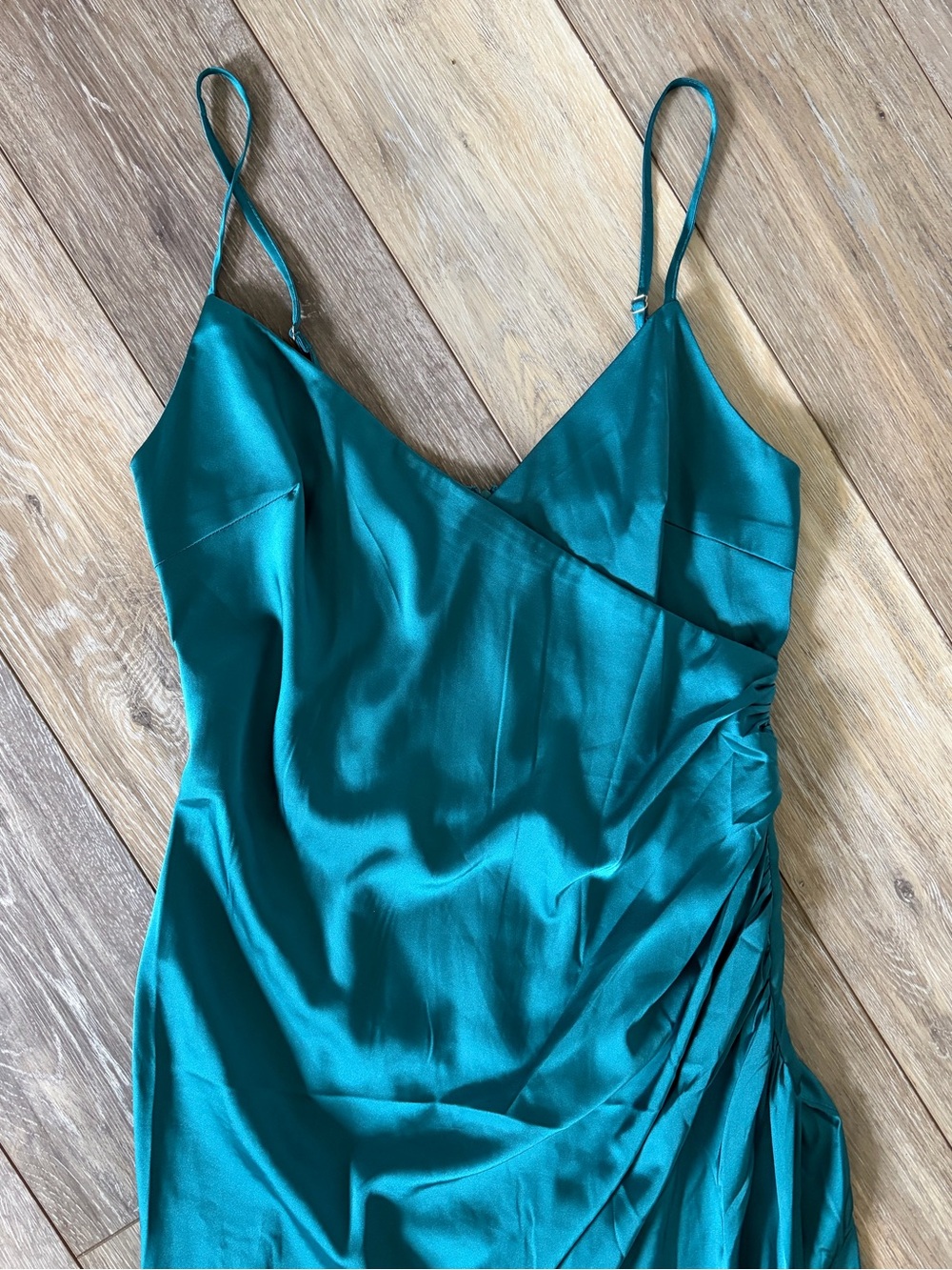 Forever 21 Teal Satin Slip Maxi Dress - Picture 2 of 12